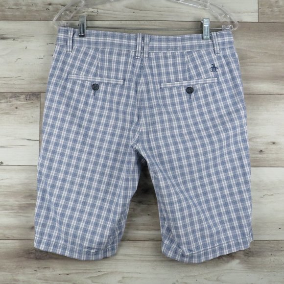 Original Penguin* Men's 1.5" Belt Loop Multipocketed‎ Plaid Shorts~ Size 30W - Picture 2 of 11